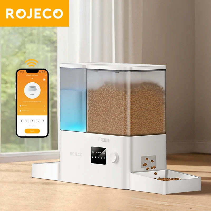 8.5L Automatic Pet Feeder With Gravity Water Fountain 2-in-1 WiFi Remote Control