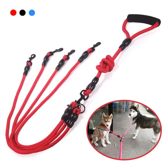 Dog Leash Double Dual Nylon Rope for up to 4 dogs