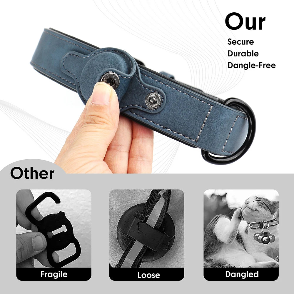 GPS Tracker Anti-lost Dog Collar PU Leather