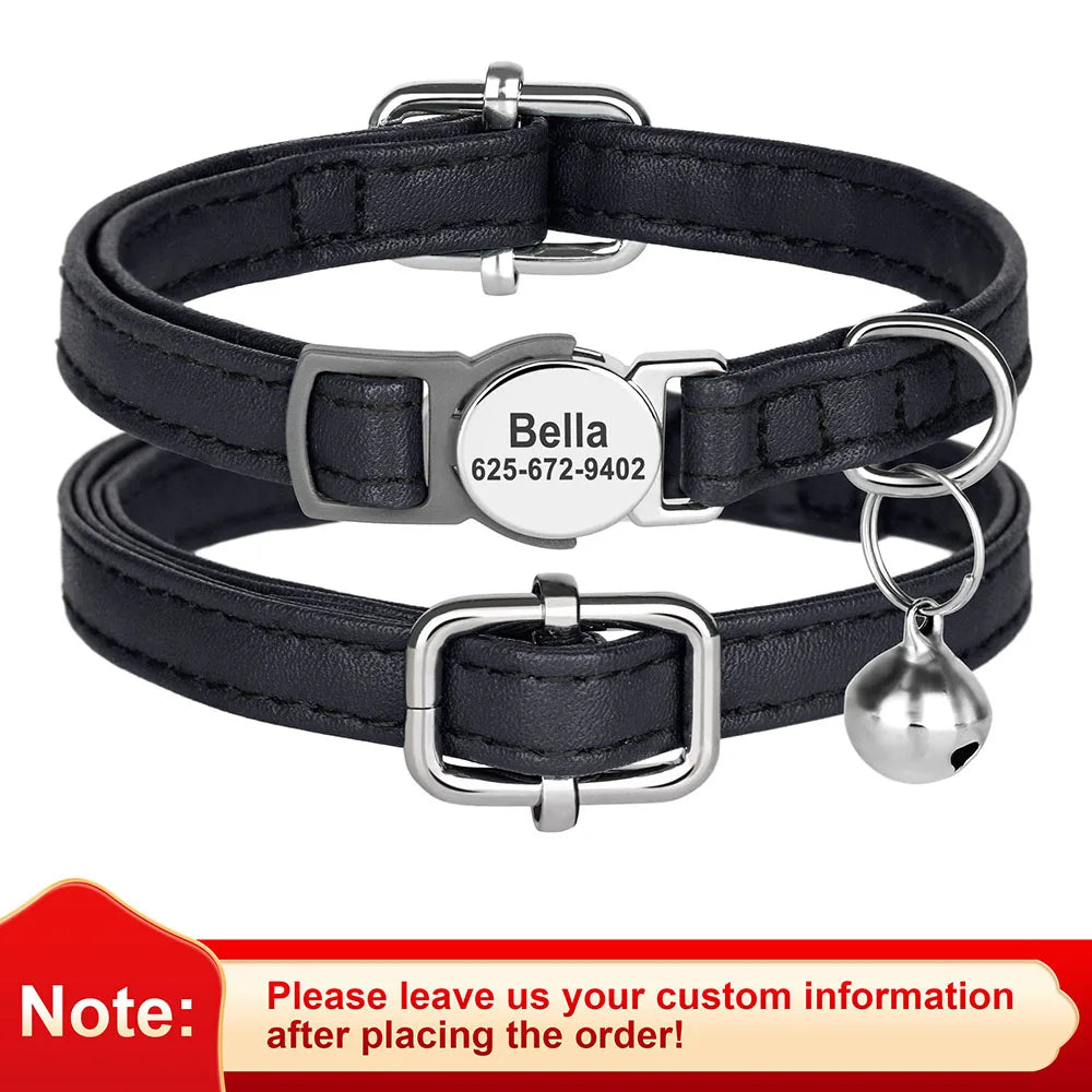Custom Breakaway Cat Collar PU Leather with Free Engraved
