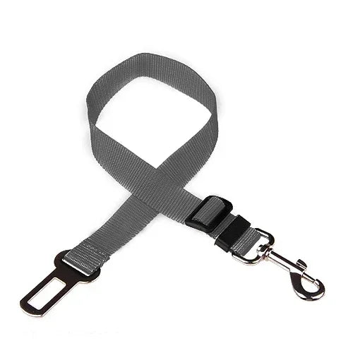 Gray colour dog car seat belt with lead clip