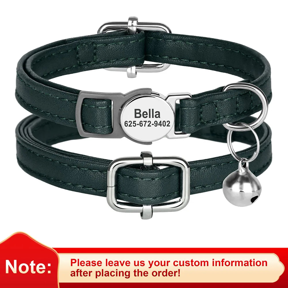 Custom Breakaway Cat Collar PU Leather with Free Engraved