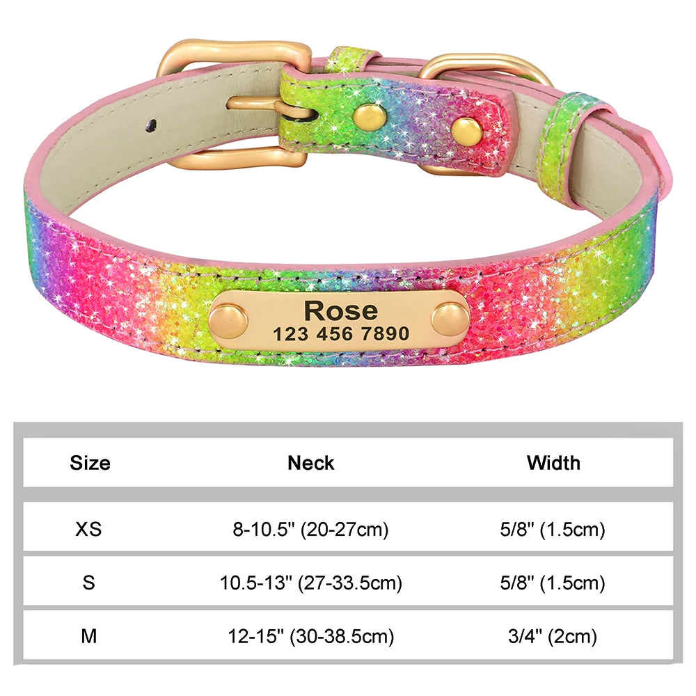 Personalized Dog Cat Collar Adjustable Crystal Rhinestone