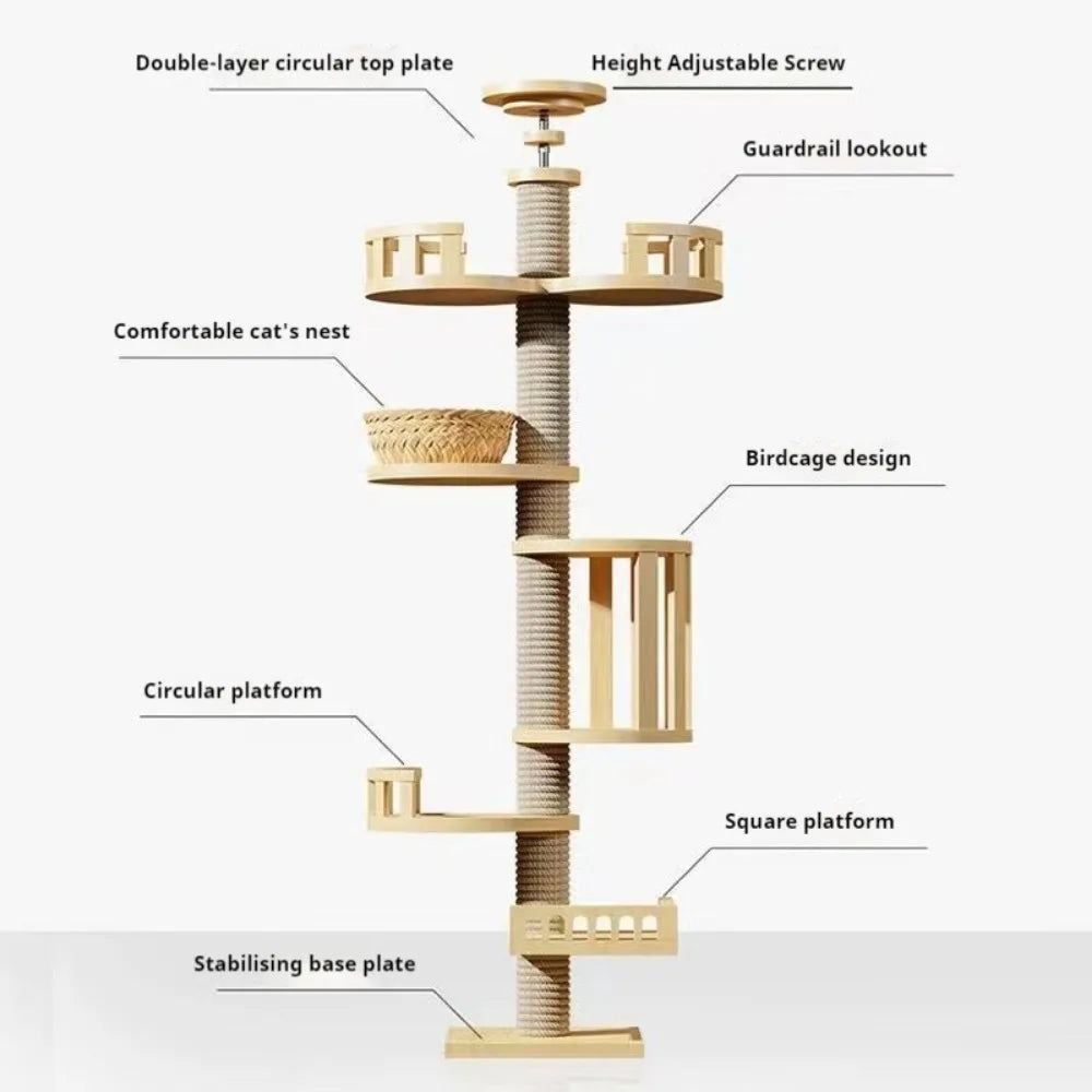 Cat Tree Australia: Floor To Ceiling Adjustable Wooden House