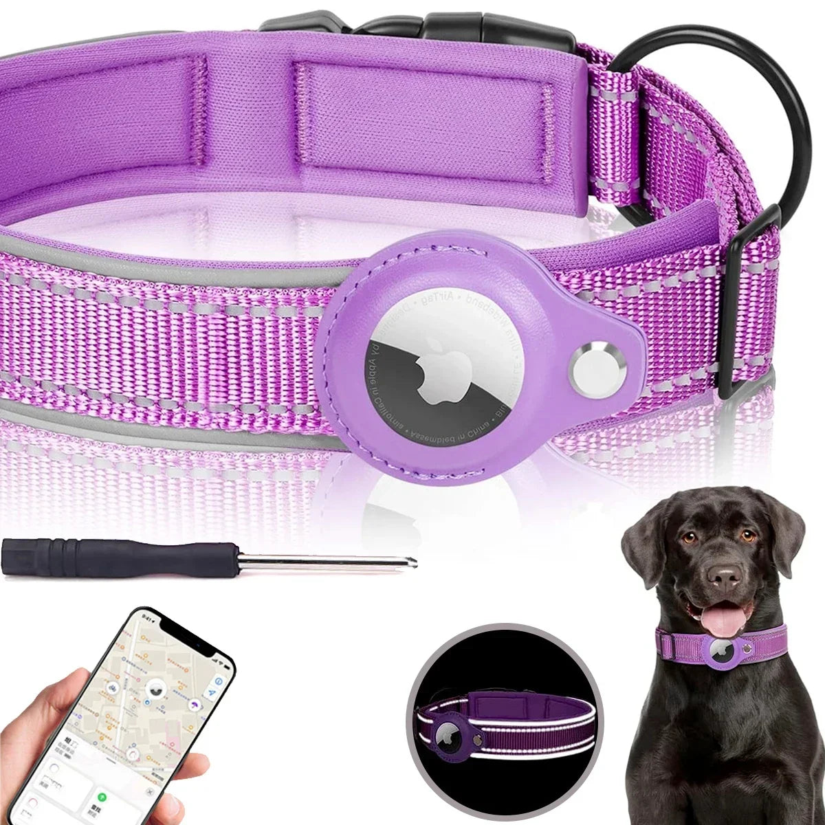 Apple Airtag Pet Dog Collar Anti-Lost Reflective WaterProof