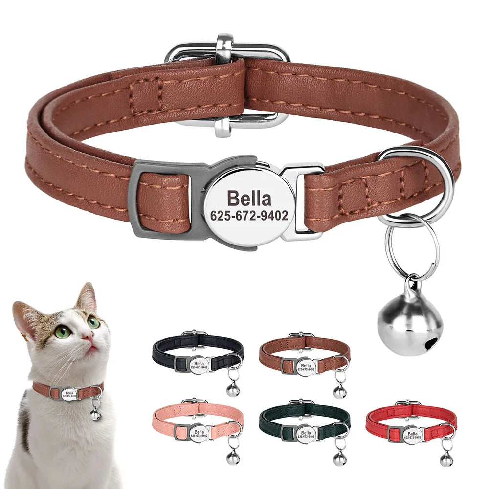 Custom Breakaway Cat Collar PU Leather with Free Engraved
