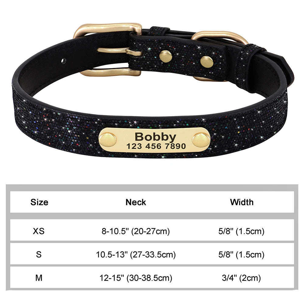 Personalized Dog Cat Collar Adjustable Crystal Rhinestone