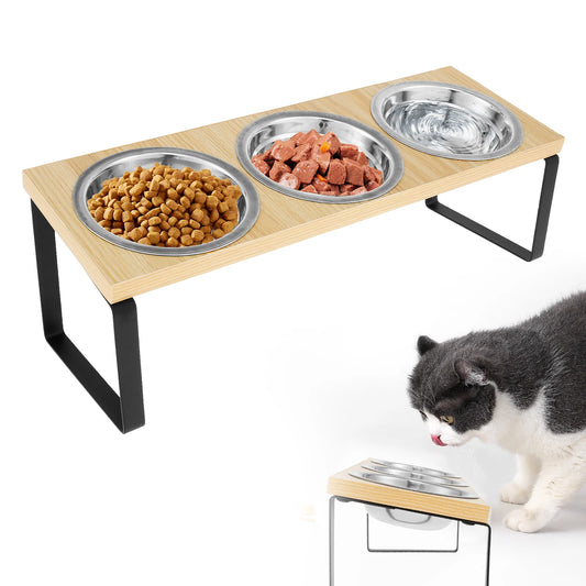 Triple Feeder Elevated Pet Bowl Stand for Cats and Puppies