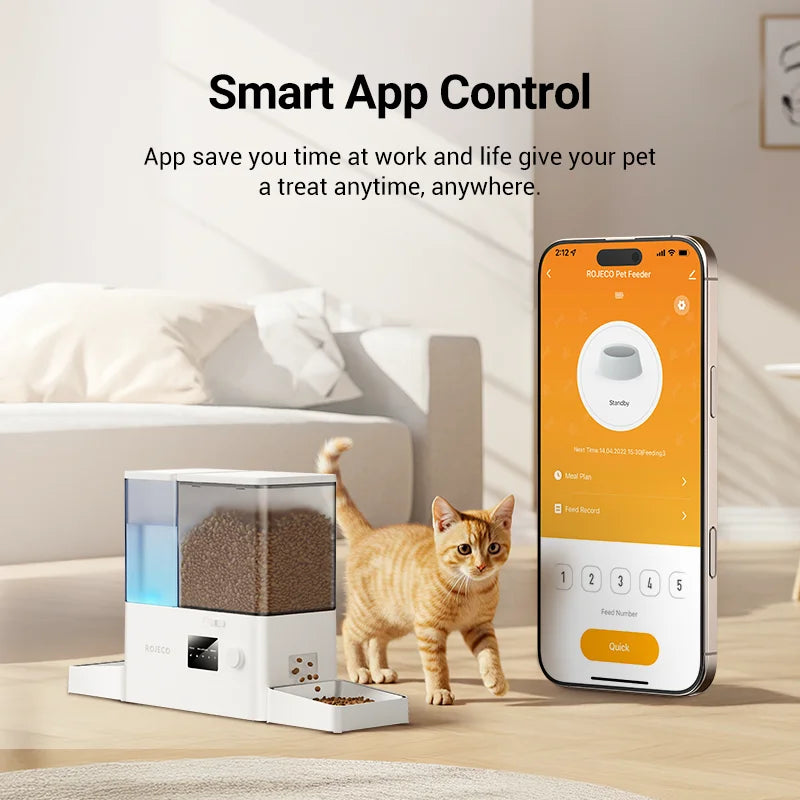 8.5L Automatic Pet Feeder With Gravity Water Fountain 2-in-1 WiFi Remote Control