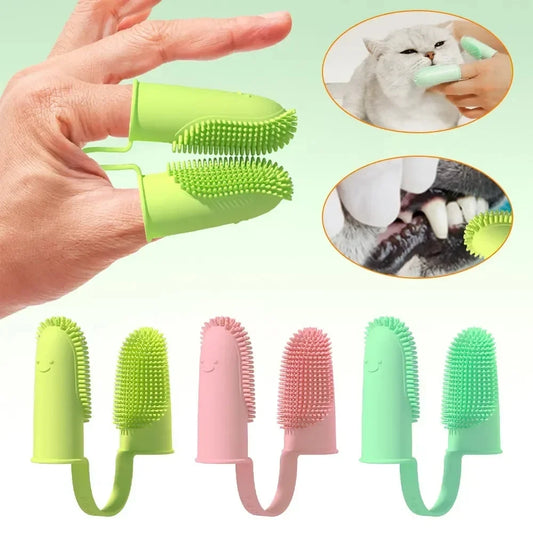 Two-finger Toothbrush for Dog and Cat: Pet Teeth Cleaning Finger Set