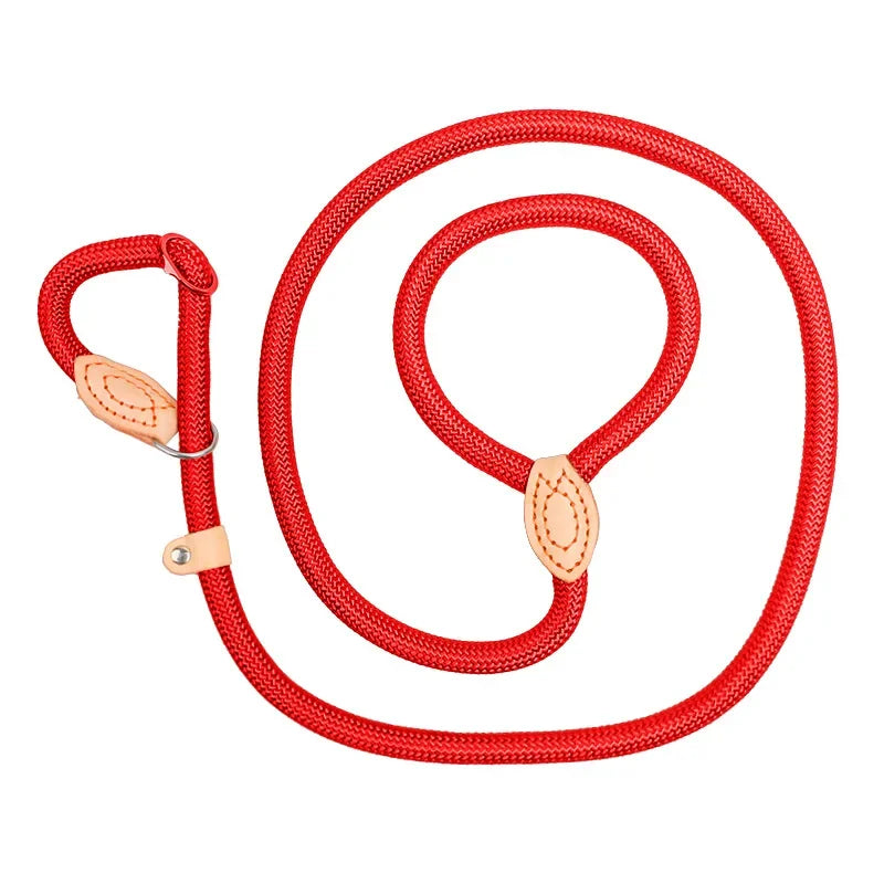 Dog Walking Leash Slip Rope: Heavy Duty Braided Rope Adjustable Loop Collar