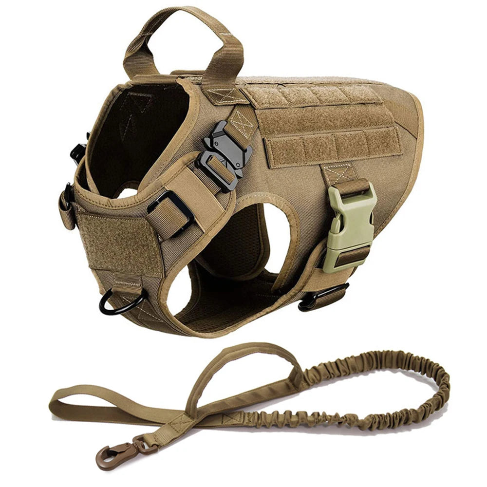 Large or Medium Dog Harness and Leash Set: Military Grade Tactical Harness