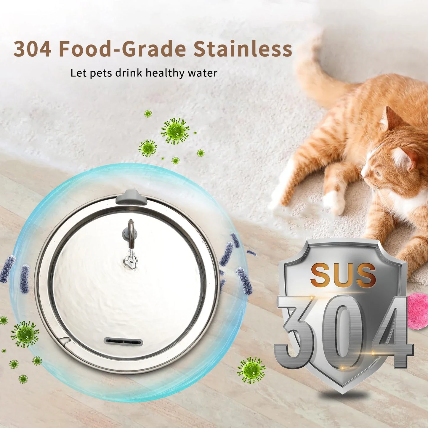 Dog Water Fountain Stainless Steel 8L Water Dispenser