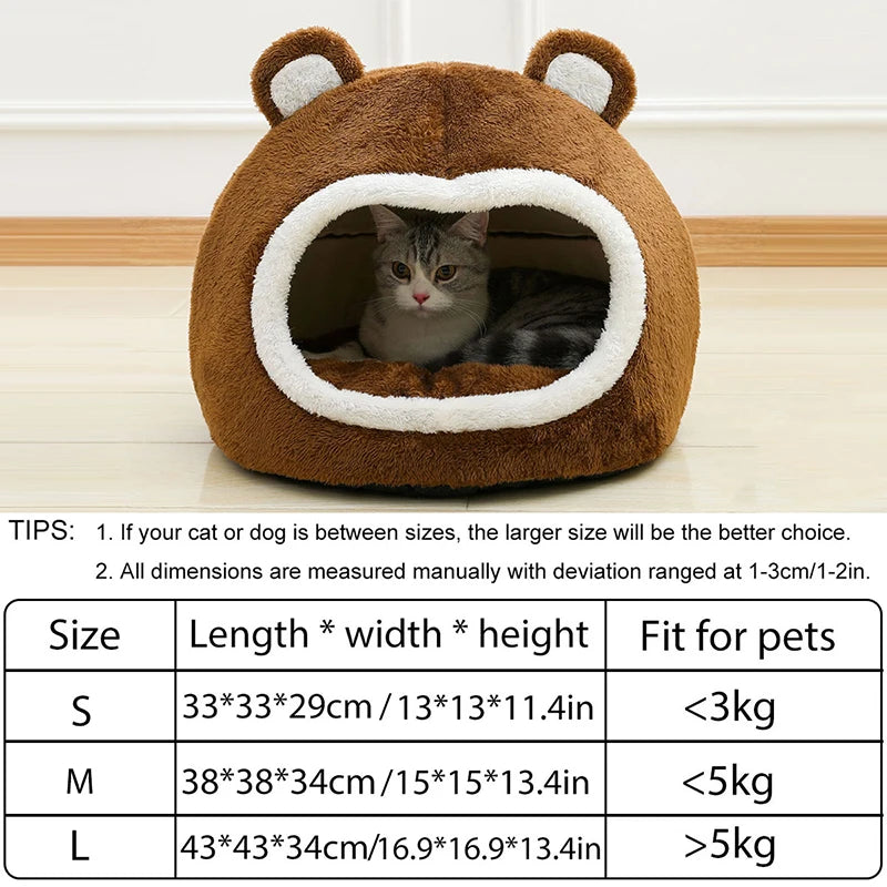 Soft Long Plush Cat Cave Bed