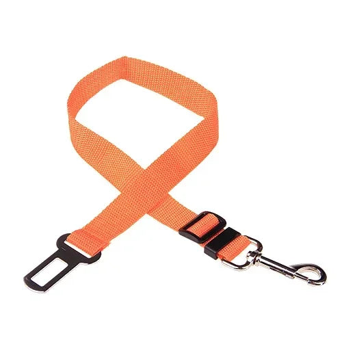 Orange colour dog car seat belt with lead clip