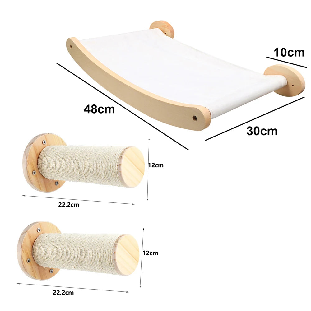 Wall Mounted Cat Hammock Bed and Scratching Post