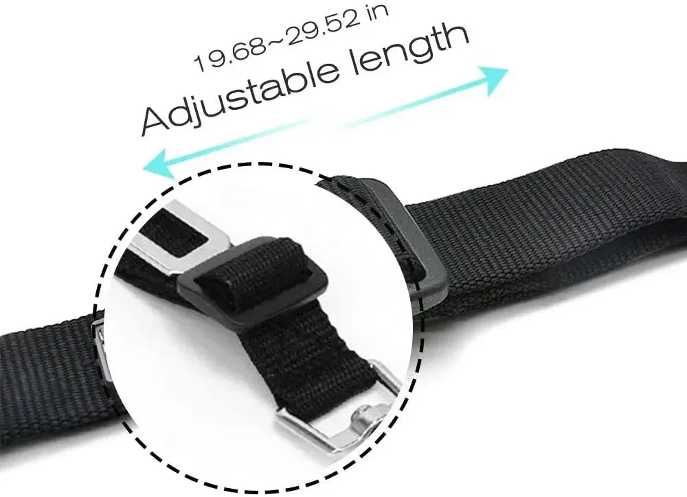 Adjustable length car seat belt with lead clip