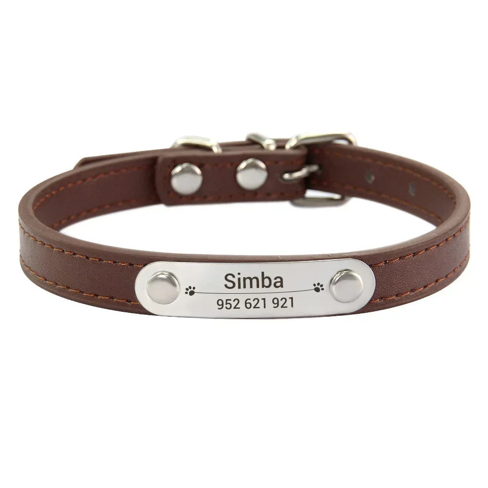 Brown colour cat dog collar with name