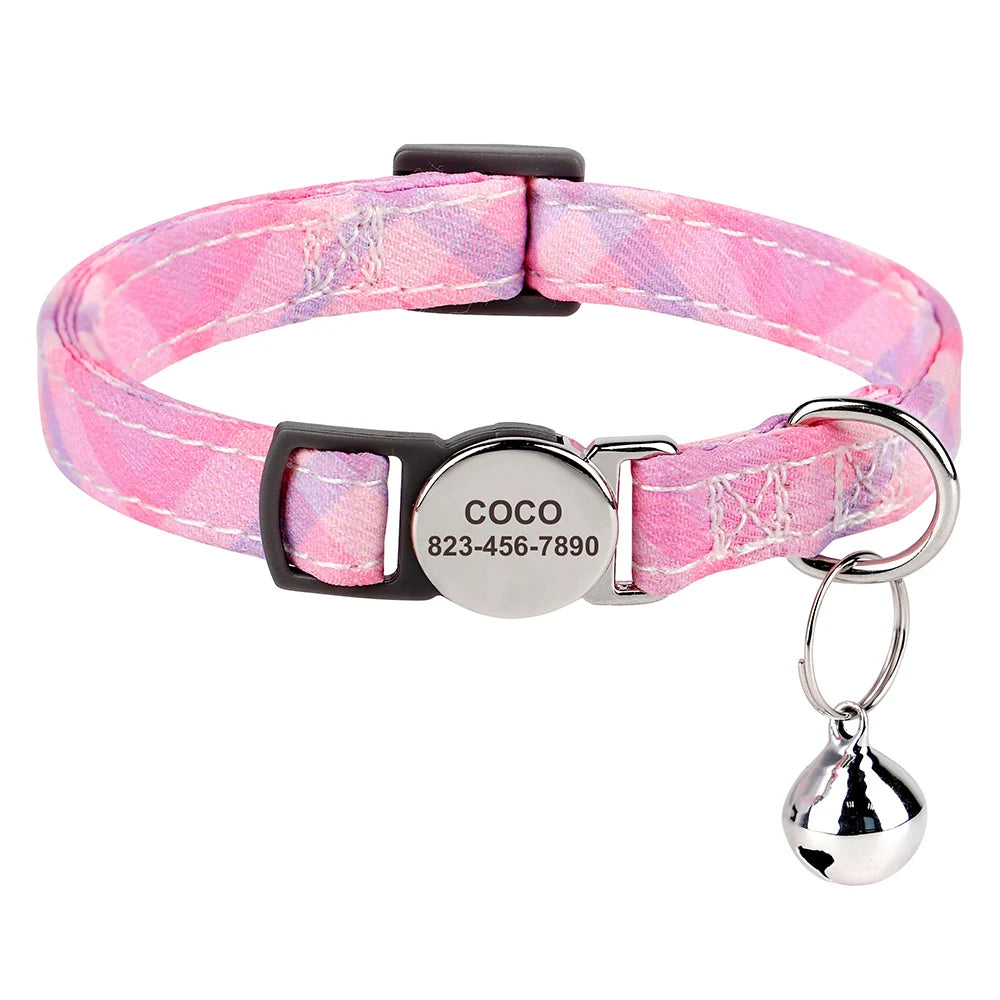 Cat collar personalised pink