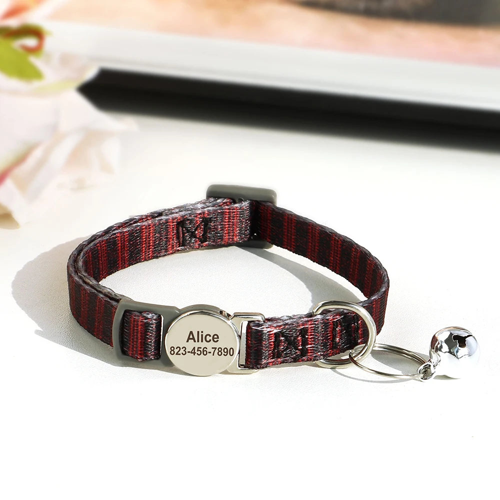 Cat collar personalised red 1