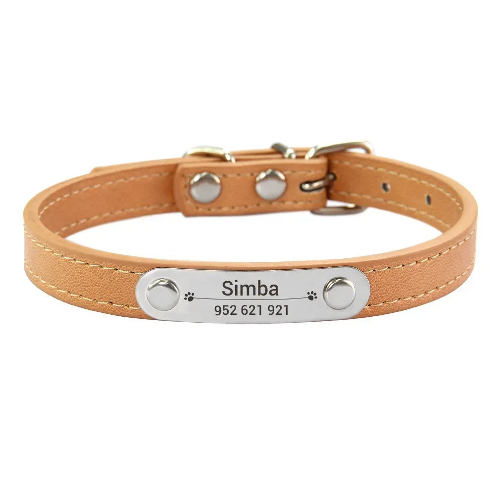 Colour khaki cat dog collar with name