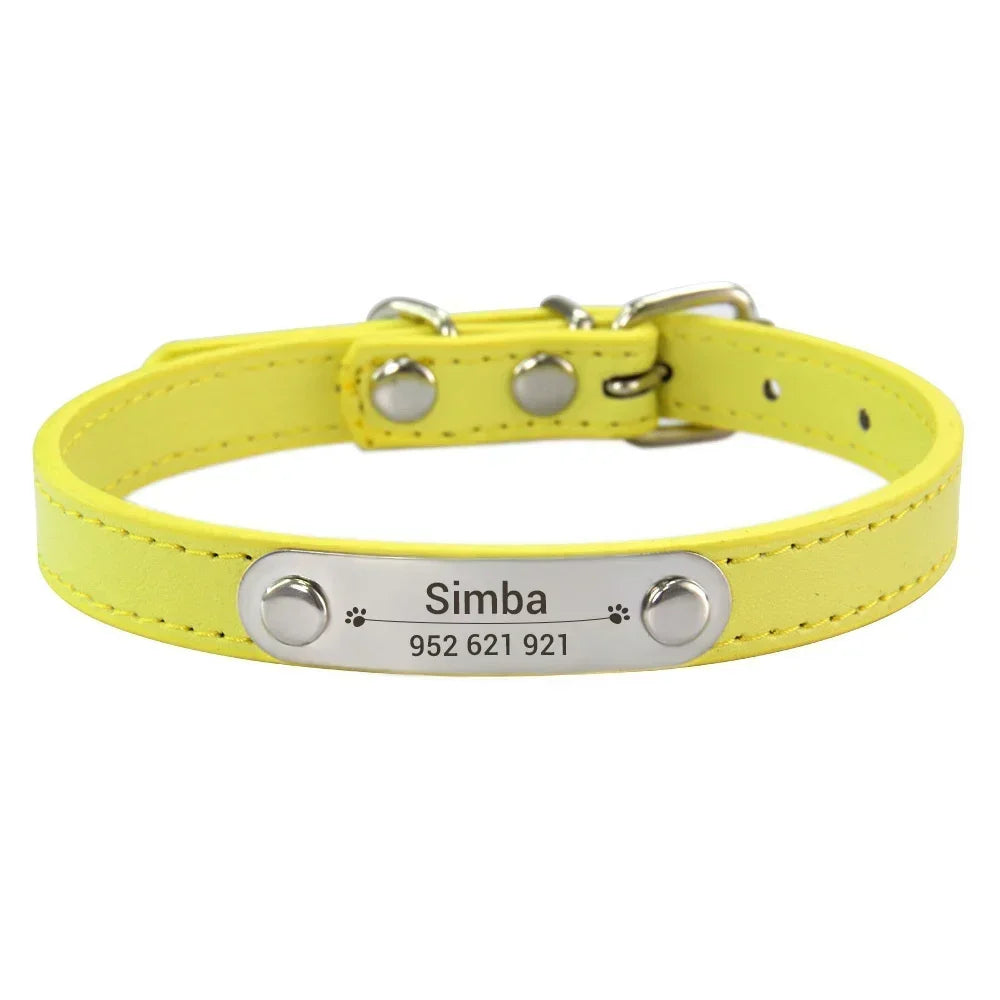 Colour yellow cat dog collar with name