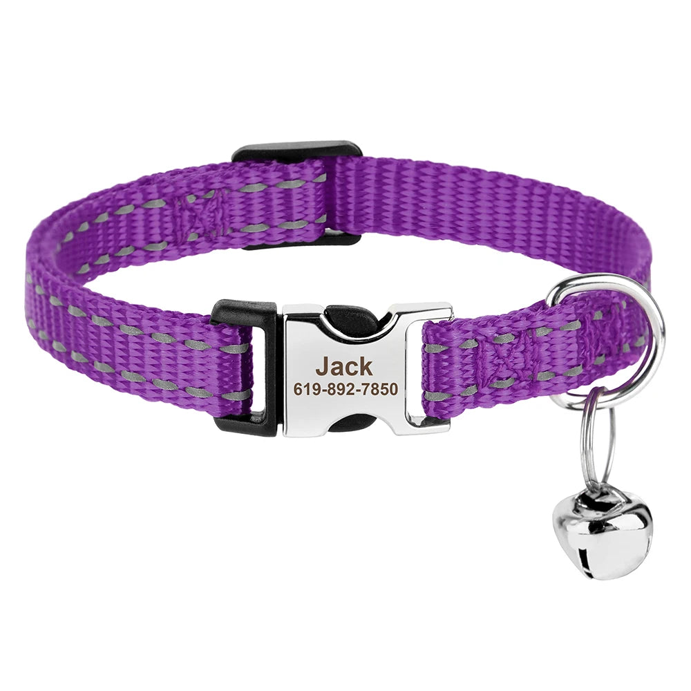 Dark purple cat collar personalised
