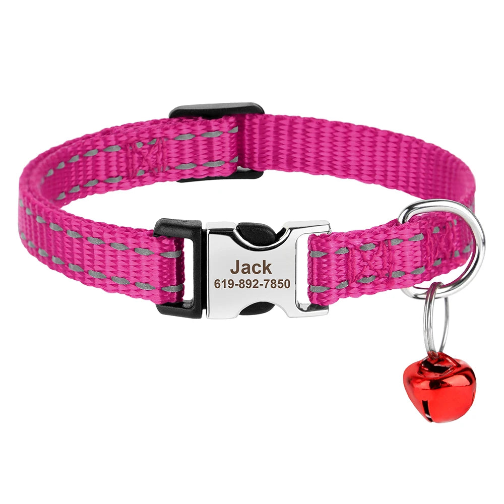 Dark rose red cat collar personalised