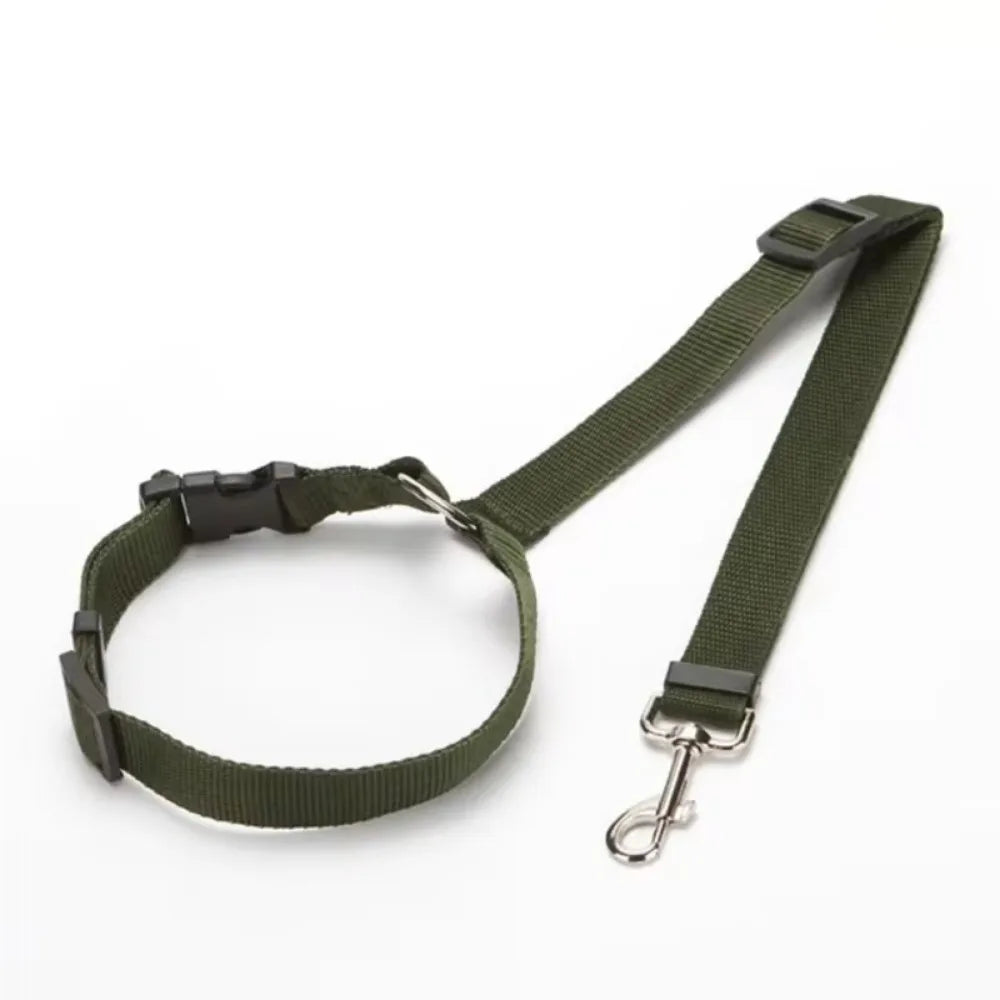 Dog car seat belt and leash army gray