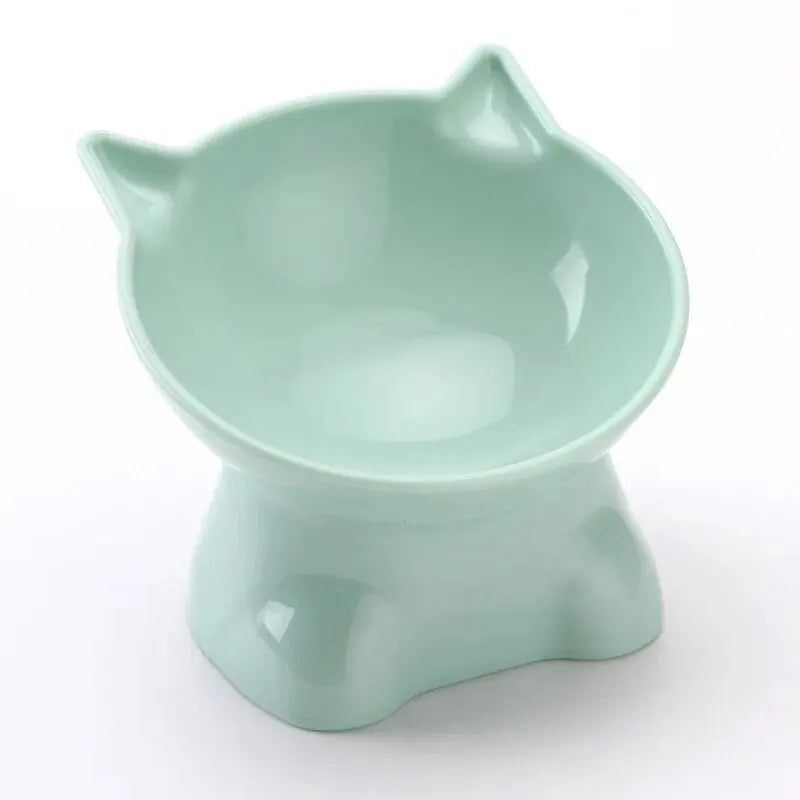 Elevated cat bowl green