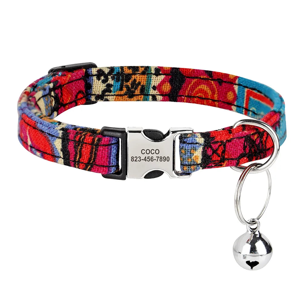 Multicolour 5 cat collar personalised