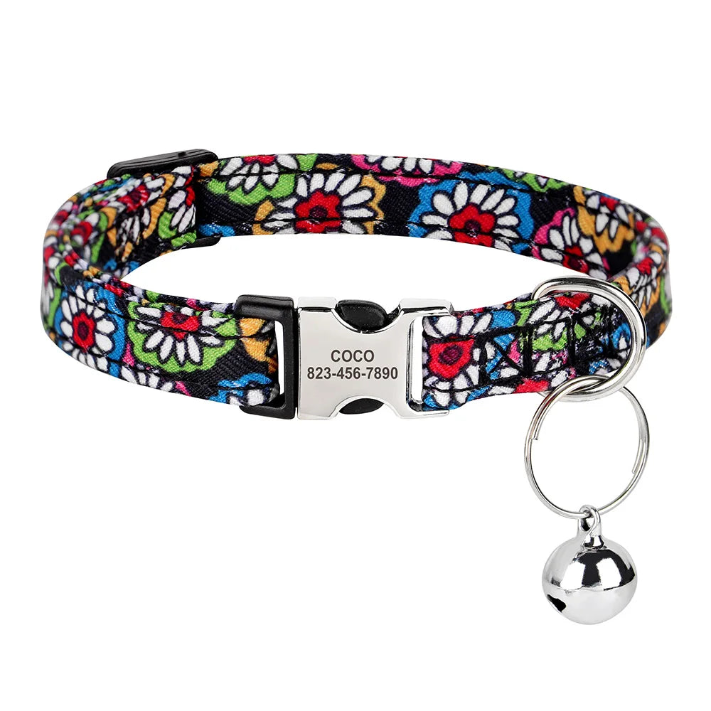 Multicolour 8 cat collar personalised