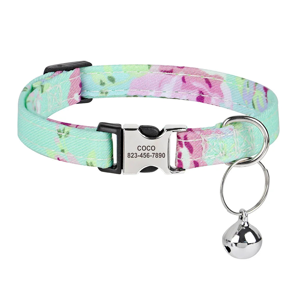 Multicolour 9 cat collar personalised