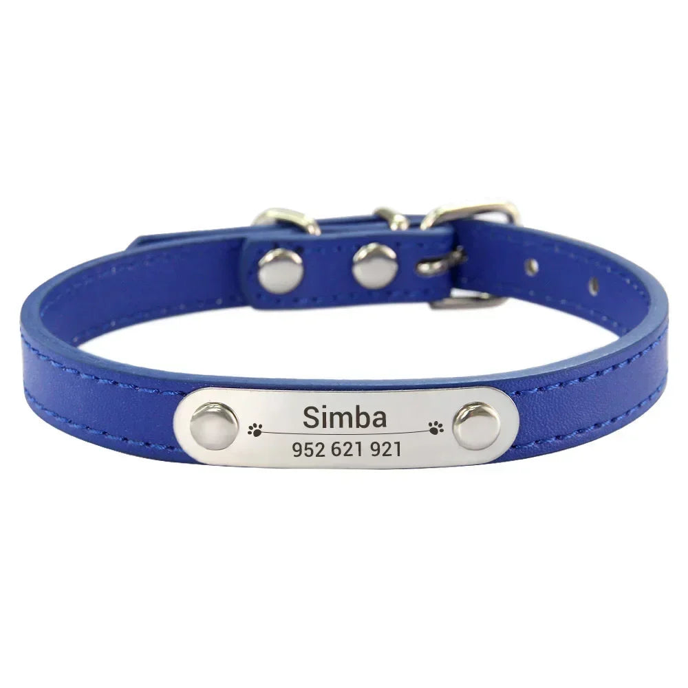 Navy blue colour cat dog collar with name