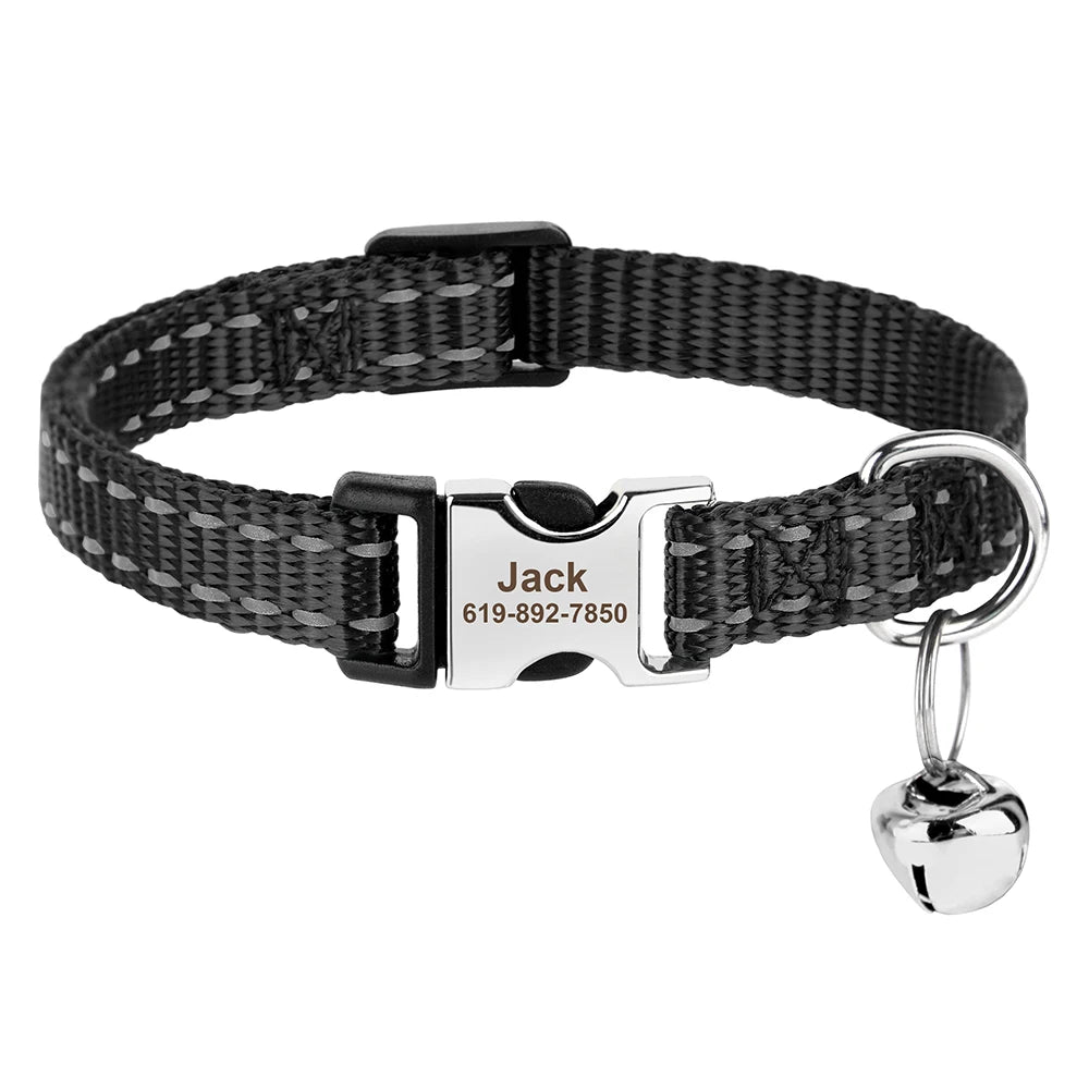 Personalised black cat collar