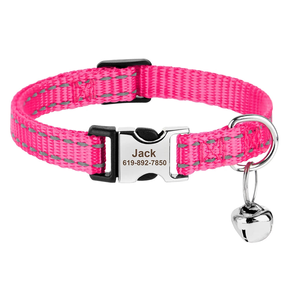 Personalised light rose red cat collar