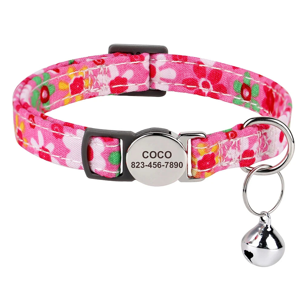 Personalised multicolour 6 cat collar