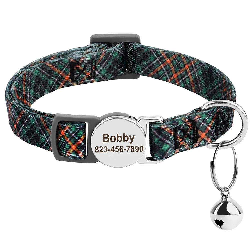 Personalised multicolour 7 cat collar