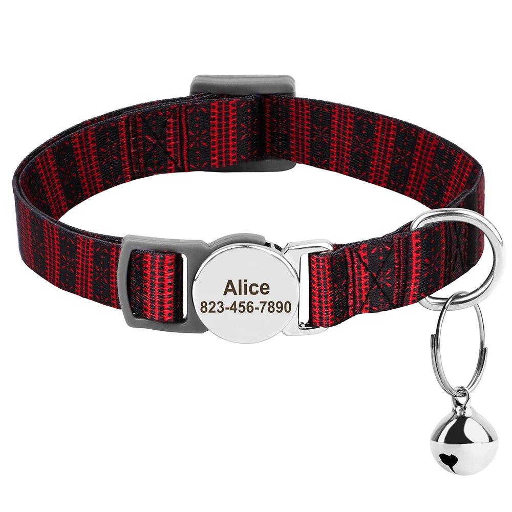 Personalised red black cat collar