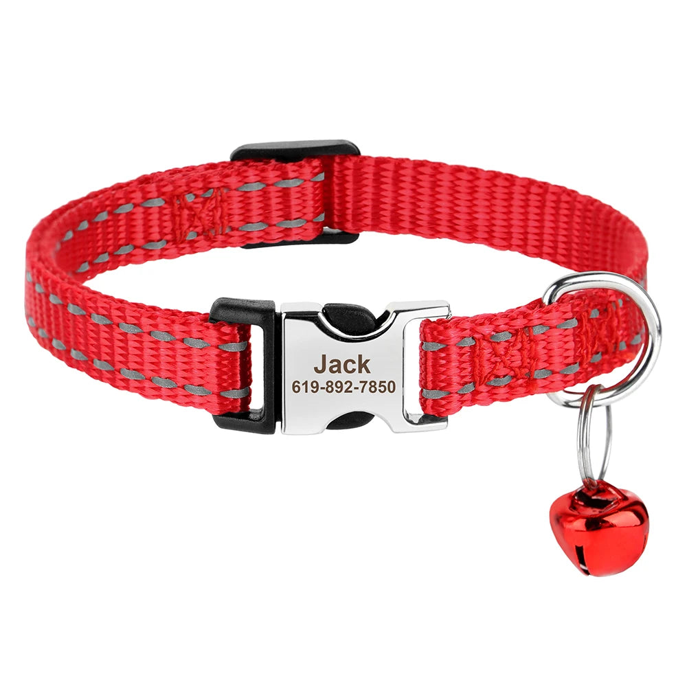 Personalised red cat collar