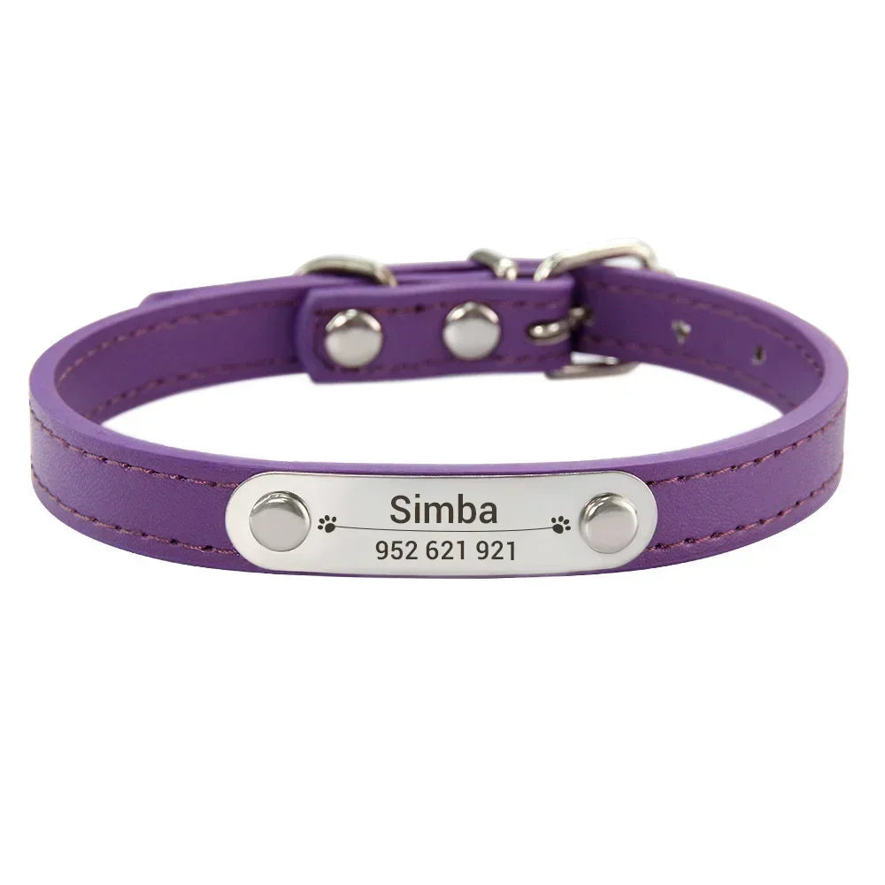 Purple colour cat dog collar with name