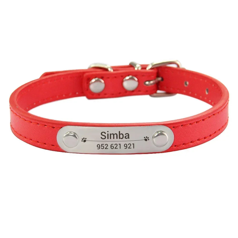 Red colour cat dog collar with name