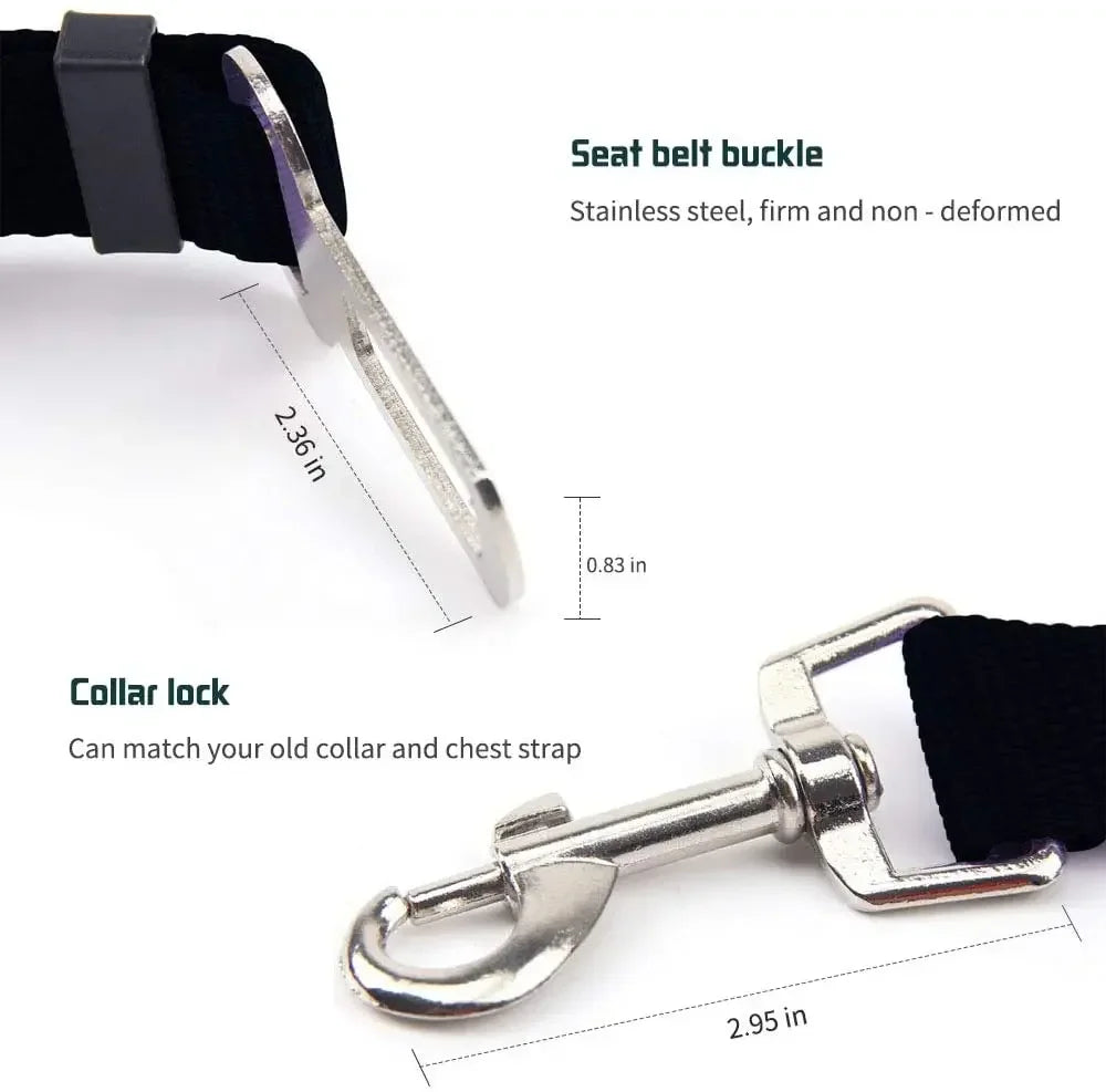 Size of car seat belt with lead clip