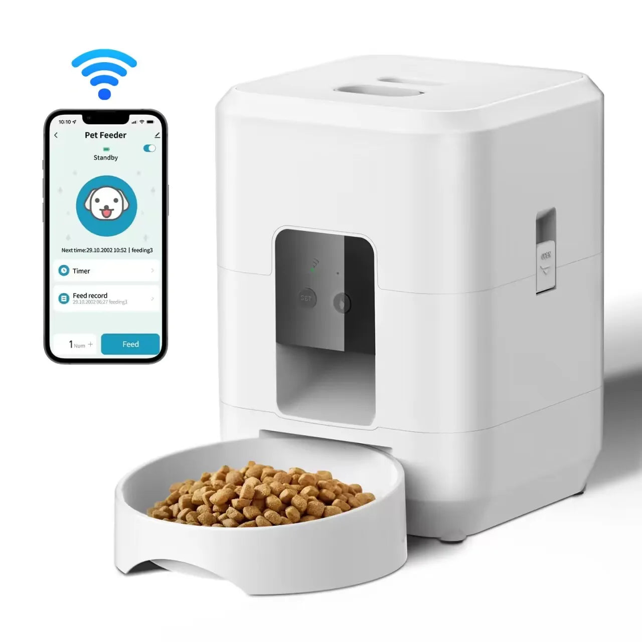 White auto matic smart pet feeder