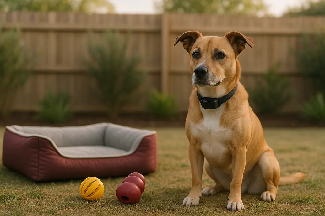 Dog wearing bark collar