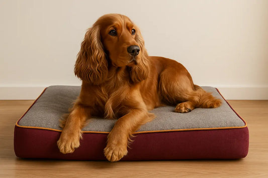 Cocker spaniel on dog bed