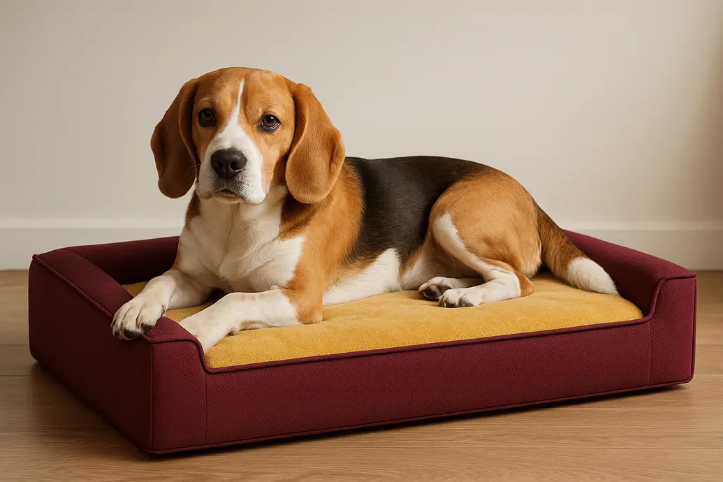 Beagle on washable bed