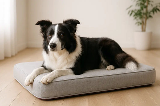 Border Collie on bed