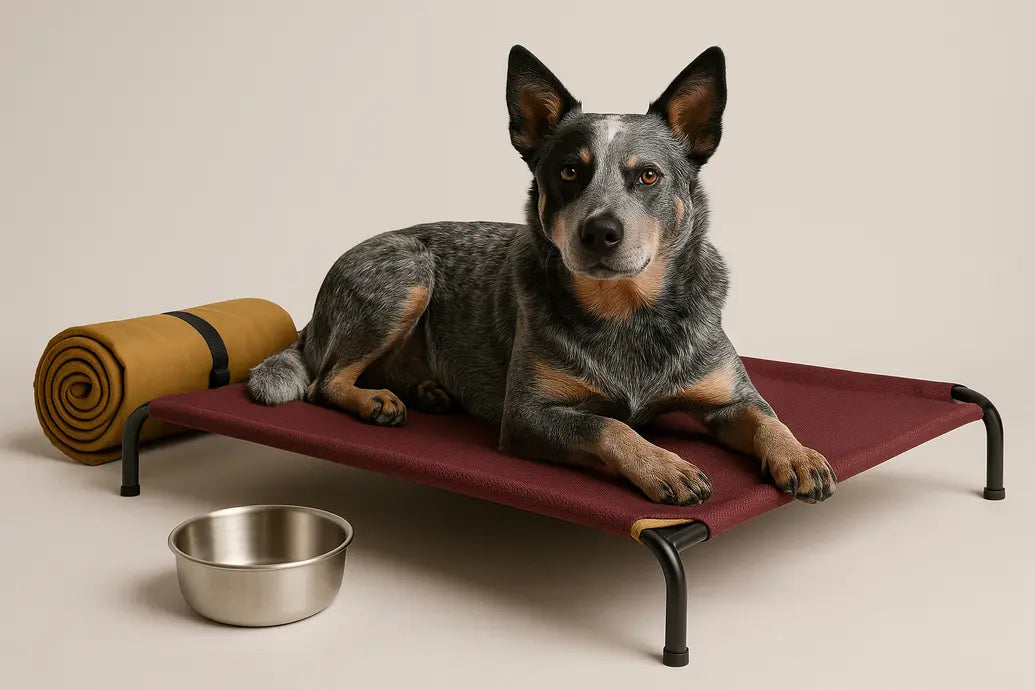 dog camping bed setup