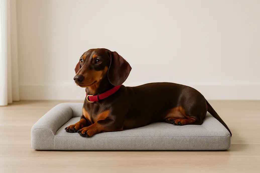 Dachshund on orthopedic bed